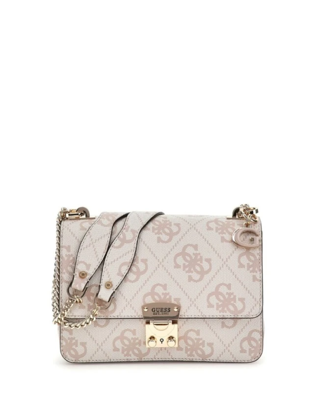 Guess Eliette Logo Cnvrtble Xbdy Flp Γυναικεία Τσάντα Μπεζ