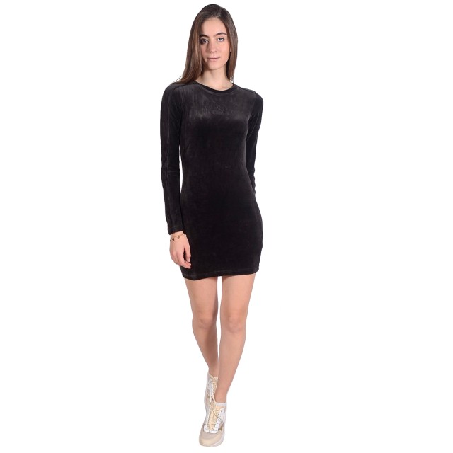 Puma Iconic T7 Velour Fitted Dress Γυναικειο Φορεμα Μαυρο
