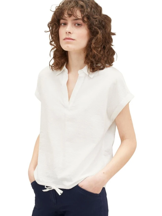 Τom Tailor 304 Structured Blouse Γυναικείο Πουκάμισο Λευκό