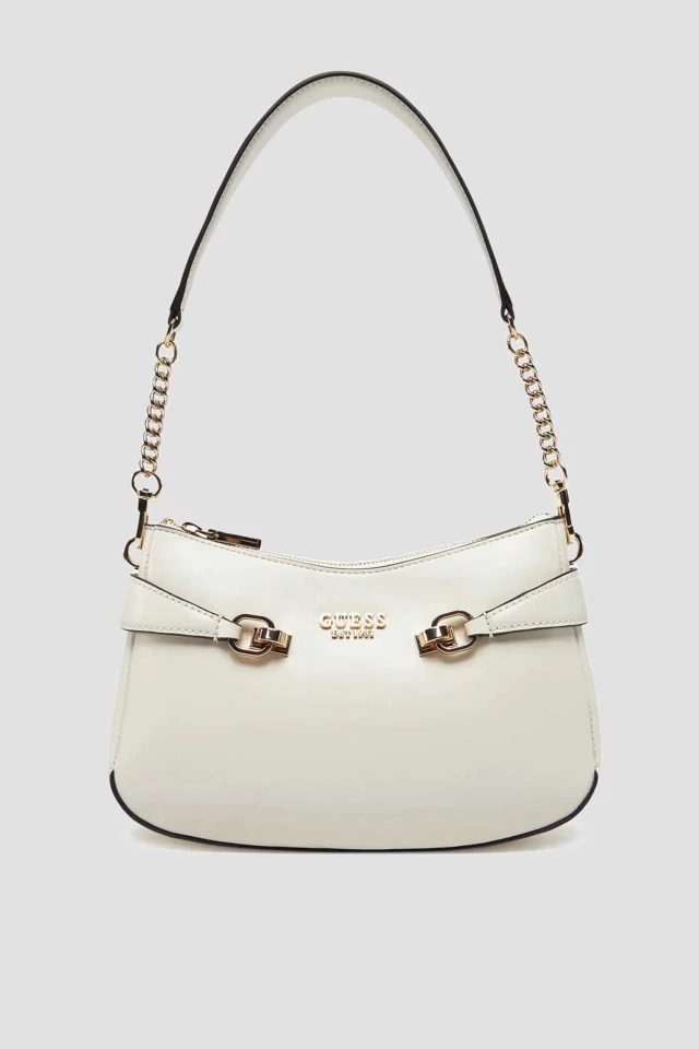 Guess Lorelei Top Zip Shoulder Bag Γυναικεία Τσάντα Λευκη