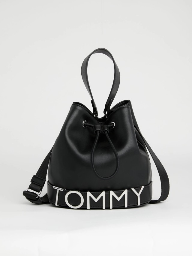 Tommy Hilfiger Tjw Bold Bucket Bag Γυναικεια Τσαντα Μαυρο