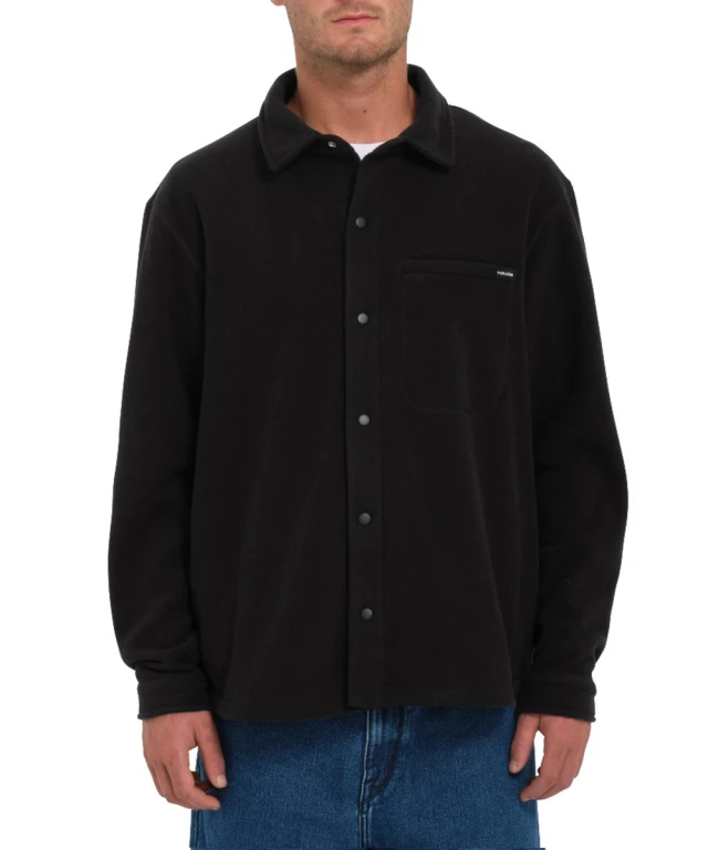 Volcom Fa Bowered Light Ls Ανδρικό Πουκαμισο Fleece Μαύρο