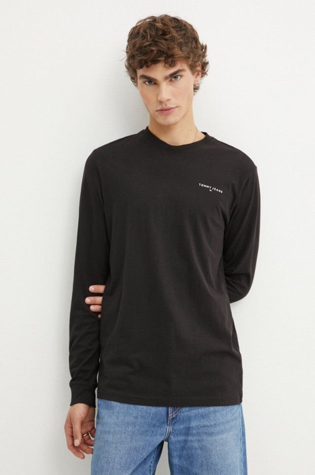 Tommy Hilfiger Tjm Slim Linear Chst L/S Tee Ext Ανδρική Μπλούζα Μαύρη