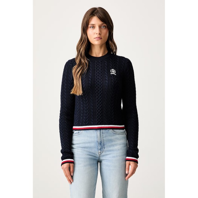 Tommy Hilfiger Tjw Rwb Tipping Sweater Γυναικείο Πλεκτό Μπλε