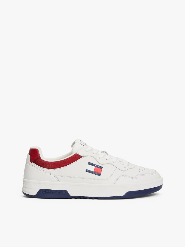 Tommy Hilfiger Tjm Cupsole Leather Ess Ανδρικά Sneakers Λευκά