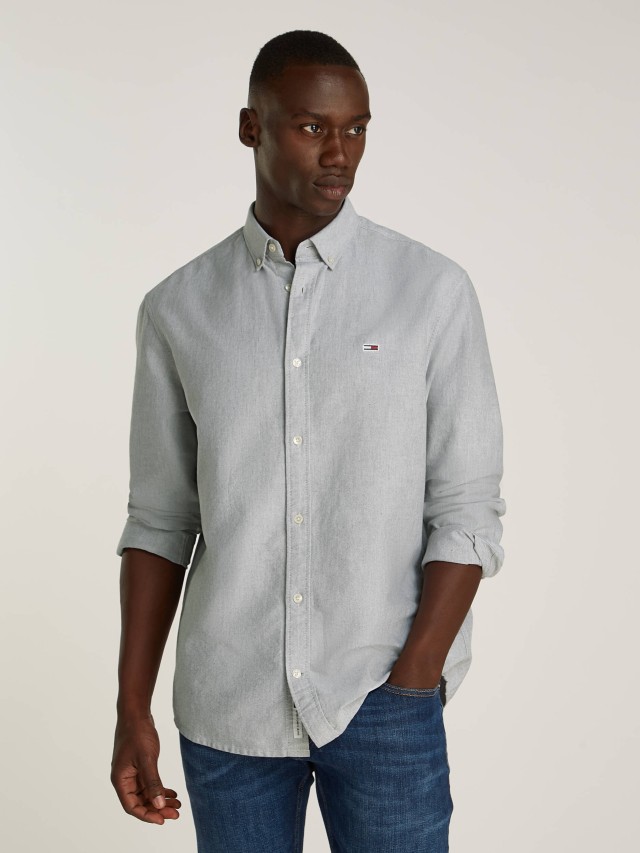 Tommy Hilfiger Tjm Entry Reg Oxford Shirt Ανδρικό Πουκάμισο Γκρι