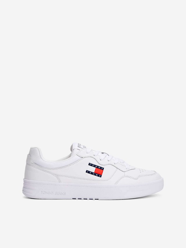 Tommy Hilfiger Tjm Cupsole Leather Ess Ανδρικά Sneakers Λευκά