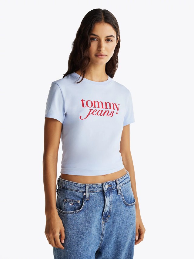 Tommy Hilfiger Tjw Slim Essential Logo Tee Ext Γυναικεία Μπλούζα Σιελ