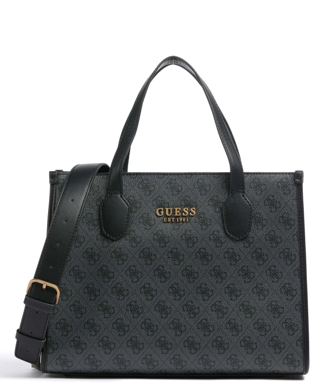 Guess Silvana 2 Compartment Tote Γυναικεία Τσάντα Ανθρακί