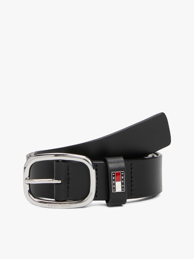 Tommy Hilfiger Tjw Oval 3.0 Γυναικεία Δερμάτινη Ζώνη Μαύρη