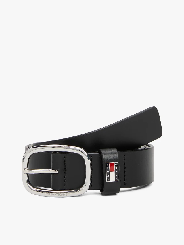 Tommy Hilfiger Tjw Oval 3.0 Γυναικεία Δερμάτινη Ζώνη Μαύρη