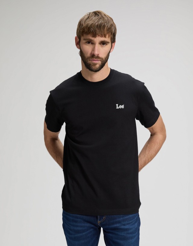 Lee Ss Small Logo Tee Black Ανδρική Mπλούζα Μαύρη