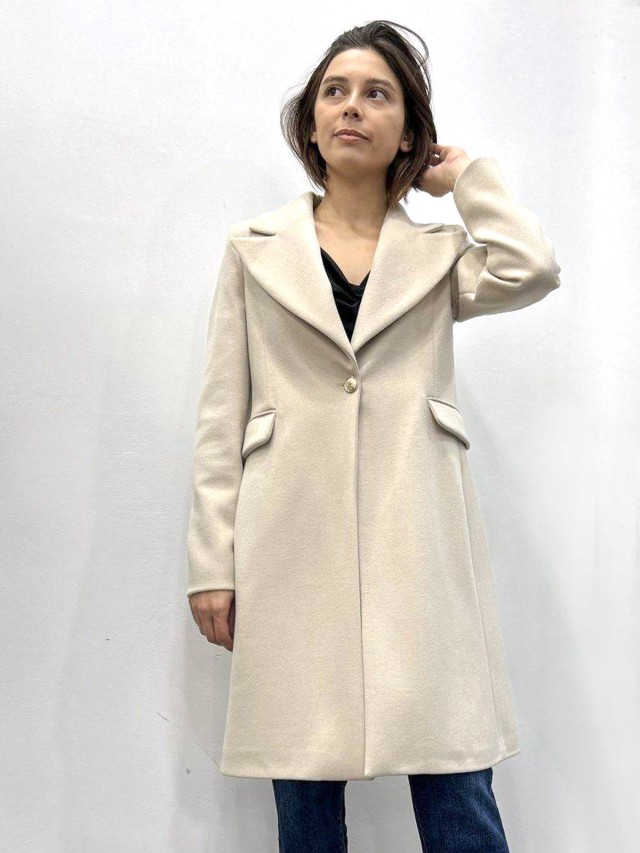 Artigli Γυναικείο Παλτο Midi Μπεζ Ανοιχτο