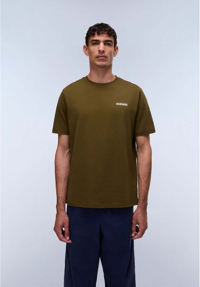 Napapijri S-Small Box Ss Dark Olive G3a Ανδρική Μπλούζα Λαδί