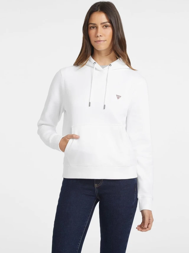 Guess Gj Hood Reg Mini Triang Sweat Γυναικείο Φούτερ Λευκό