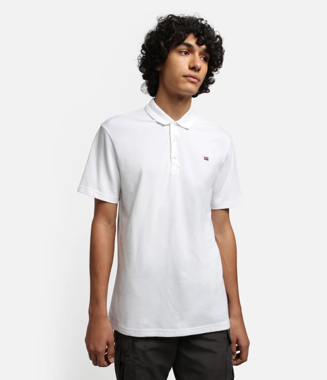 Napapijri Ealis Ss 1 Brightwhite Ανδρικη Μπλουζα Polo Λευκη