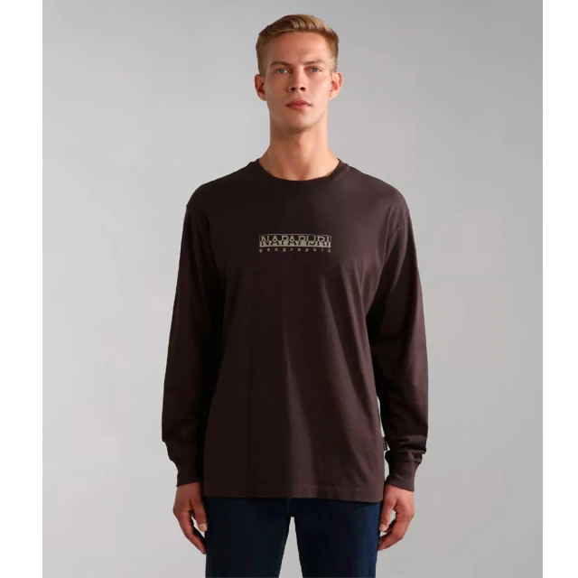Napapijri S-Box Ls 3 Brown Ebony Ανδρικη Μπλουζα Καφε