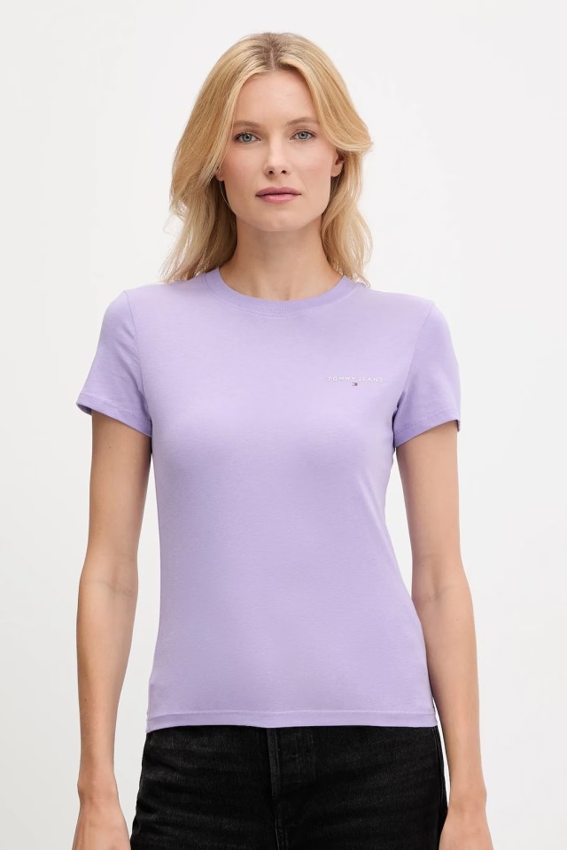 Tommy Hilfiger Tjw Slim Linear Ss Tee Ext Γυναικεία Μπλούζα Μωβ