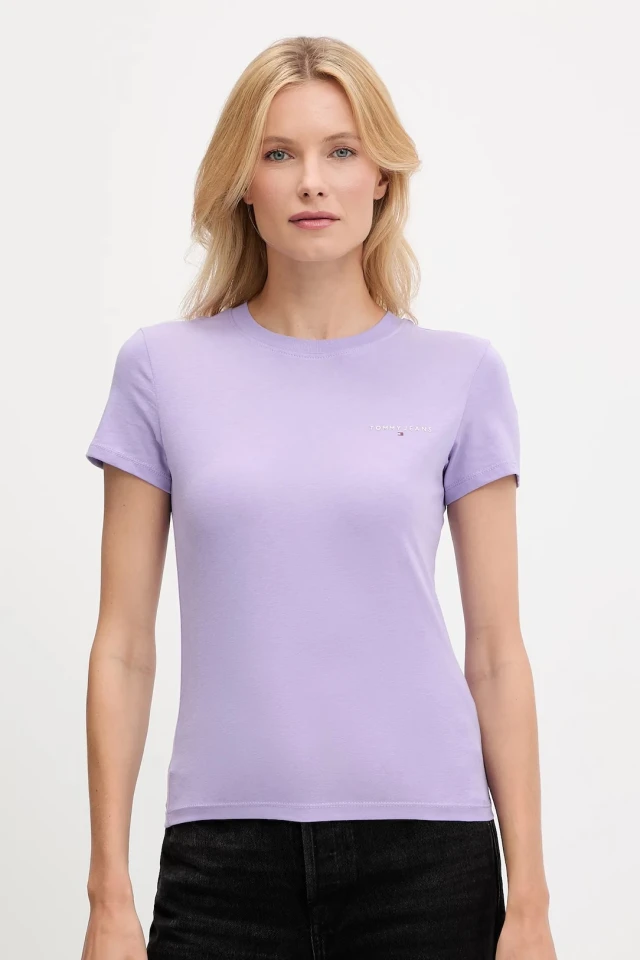 Tommy Hilfiger Tjw Slim Linear Ss Tee Ext Γυναικεία Μπλούζα Μωβ