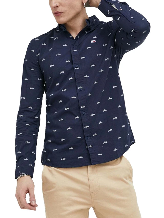 Tommy Hilfiger Tjm Reg College Pop Dobby Shirt Ανδρικό Πουκάμισο Μπλε