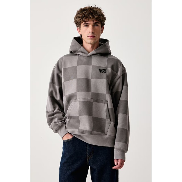 Vans Tonal Check Stretch Log Pewter Ανδρικο Φουτερ Γκρι Καρω