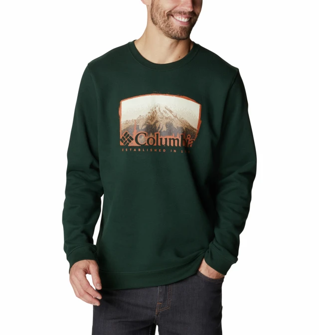 Columbia Hart Mountain Graphic Crew Ανδρικο Φουτερ Πρασινο