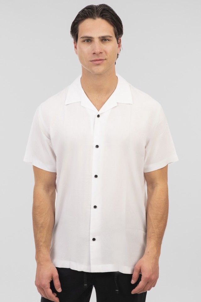 Rebase Shirts Byron Short Sleeve  Ανδρικό Πουκάμισο Κοντομάνικο Λευκό