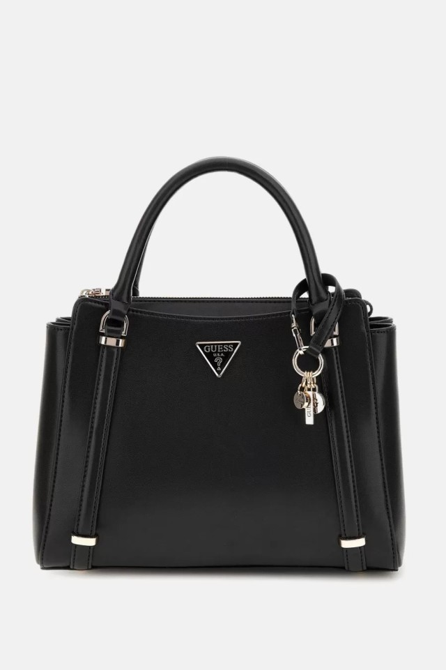 Guess Daryna 2 Comp Satchel Γυναικεία Τσάντα Μαύρη