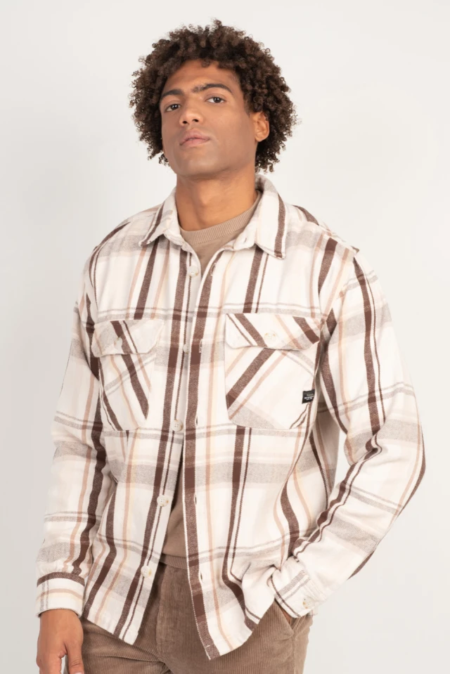Rebase Heavy Flannel Shirts  Ανδρικο Πουκαμισο Καφε-Μπεζ