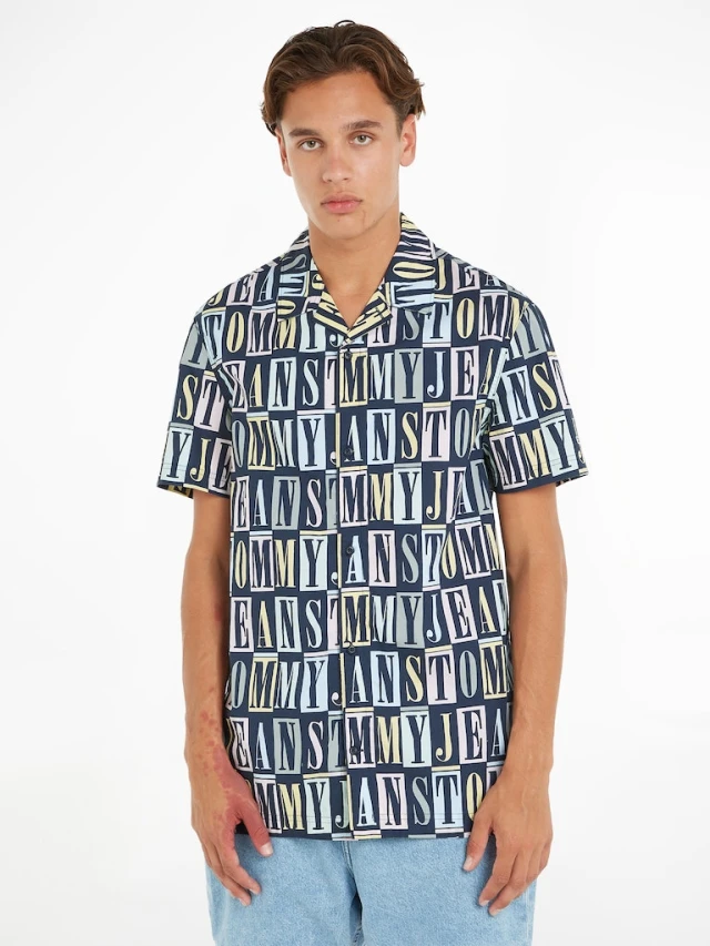 Tommy Hilfiger Tjm Clsc Tommy Aop Ss Shirt Ανδρικό Πουκάμισο Multi