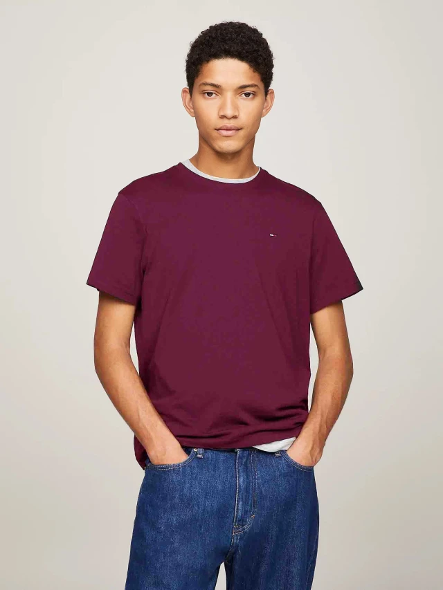 Tommy Hilfiger Tjm Xslim Jersey Tee Ανδρική Μπλούζα Μωβ