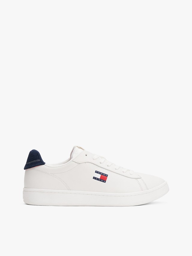 Tommy Hilfiger Tjm Technical Runner Ess Ανδρικά Δερμάτινα Sneakers Λευκά