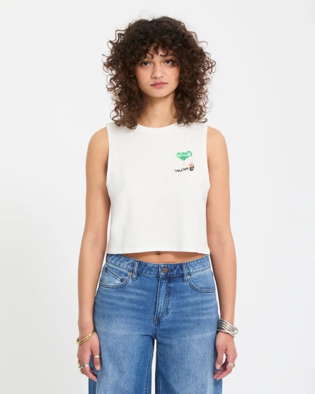 Volcom Fa Mickey Mason Tank Γυναικεία Αμάνικη Μπλούζα Εκρού