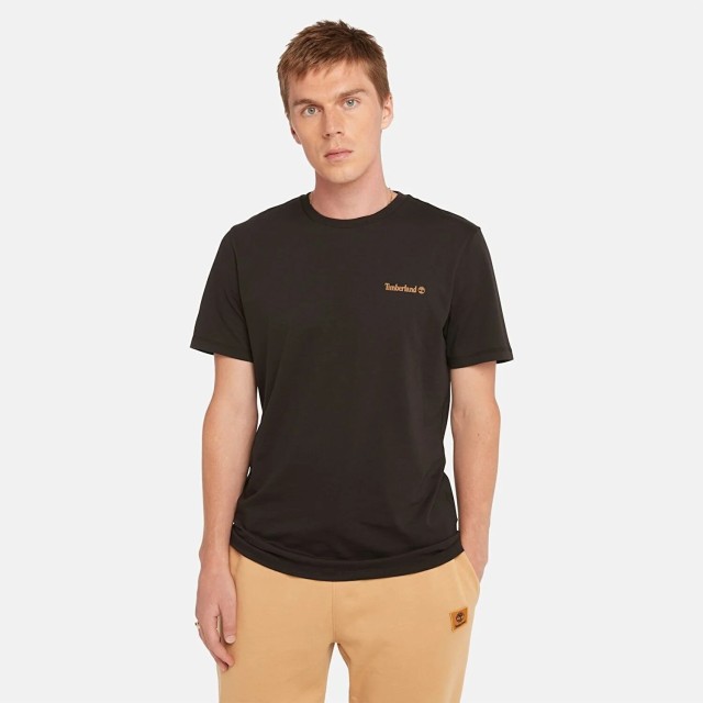 Timberland Small Linear Logo Print Tee Black Ανδρική Μπλούζα Μαύρη