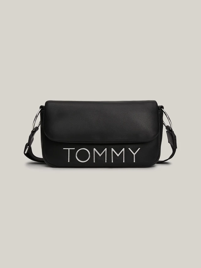 Tommy Hilfiger Tjw Bold Elongated Flap Cross Γυναικεία Τσάντα Μαύρη