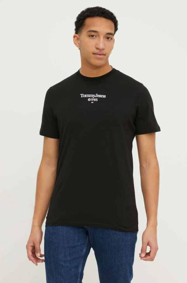 Tommy Hilfiger Tjm Slim Tj 85 Entry Tee Ext Ανδρική Μπλούζα Μαύρη