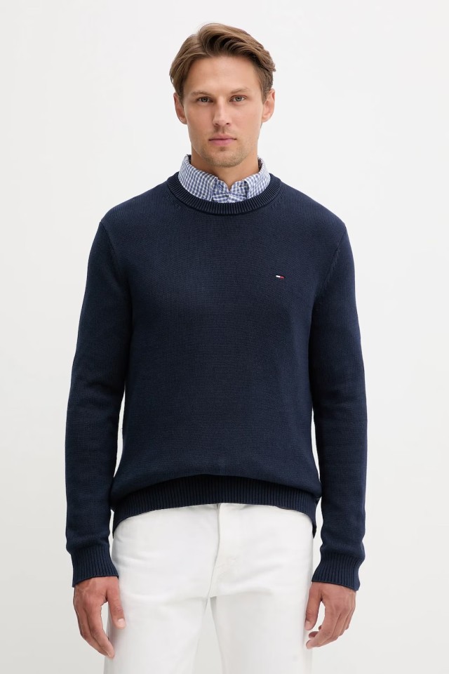 Tommy Hilfiger Tjm Slim Ess Sweater Ext Ανδρικό Πλεκτό Μπλε