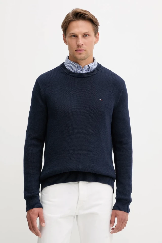 Tommy Hilfiger Tjm Slim Ess Sweater Ext Ανδρικό Πλεκτό Μπλε