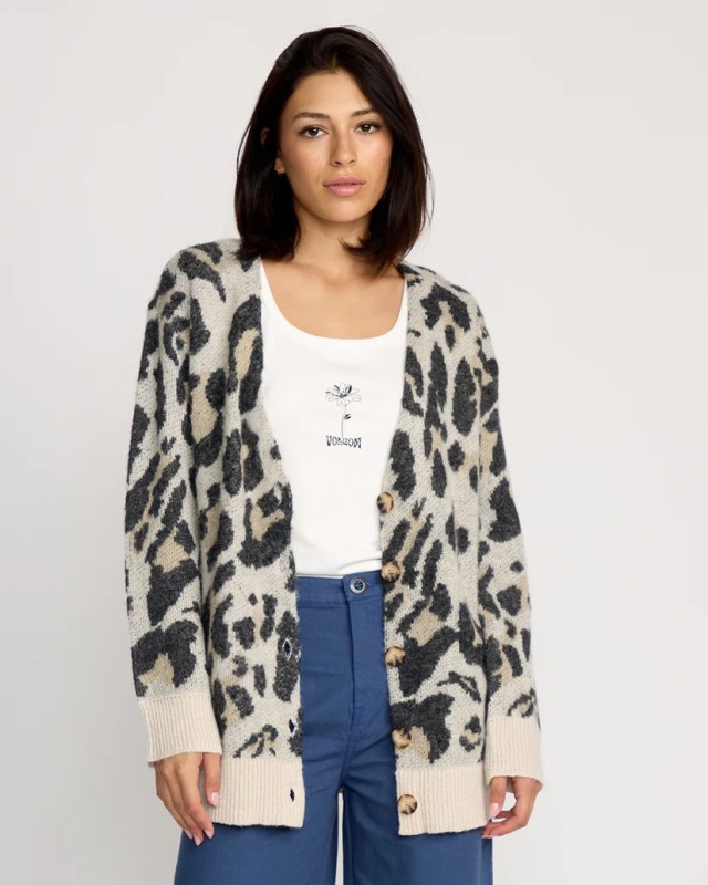 Volcom Wylding Out Cardi Γυναικείο Ζακέτα Πλεκτή Animal Print