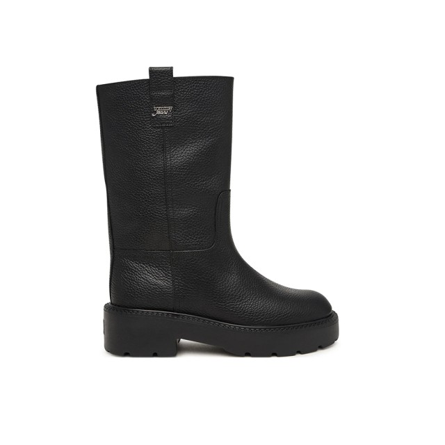 Tommy Hilfiger Tjw Tubular Mid Boots Γυναικείες Δερμάτινες Μπότες Μαύρες