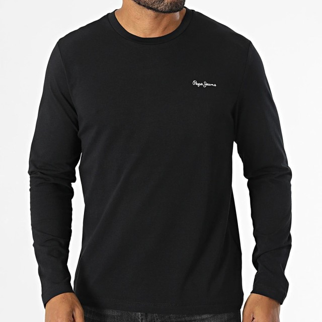 Pepe Jeans Drop 3 Solid Ls T-Shirt Ανδρική Μπλούζα Μαύρη