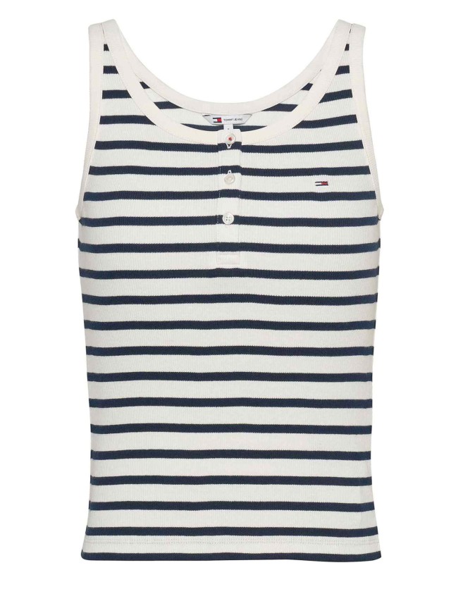 Tommy Hilfiger Tjw Slim Button Tank Γυναικεία Μπλούζα Ριγέ Μπλε-Ασπρο