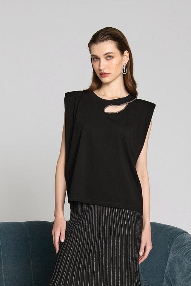 Marina V Pullovers Γυναικεία Μπλούζα Μαυρο