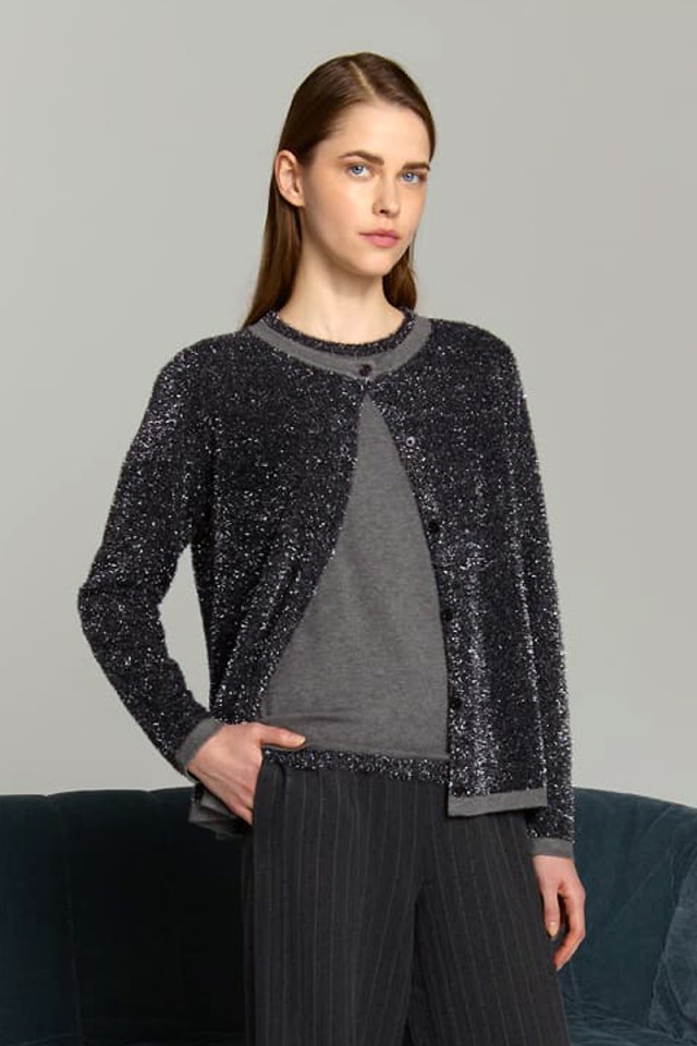 Marina V Pullovers Γυναικεία Πλεκτή Ζακέτα Ανθρακι