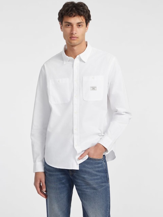 Guess Gj Ls Reg Pockets Shirt Ανδρικό Πουκάμισο Λευκό