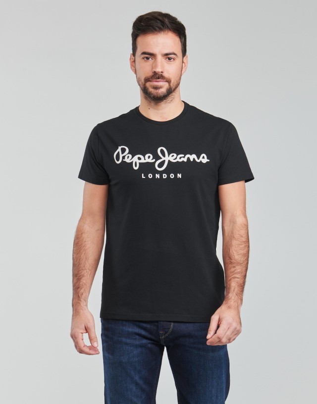 Pepe Jeans Nos Original Stretch N Black Ανδρικη Μπλουζα Μαυρη Slim Fit