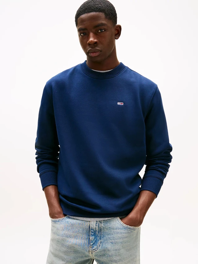 Tommy Hilfiger Tjm Reg S Flag Crew Ανδρικό Φούτερ Μπλε