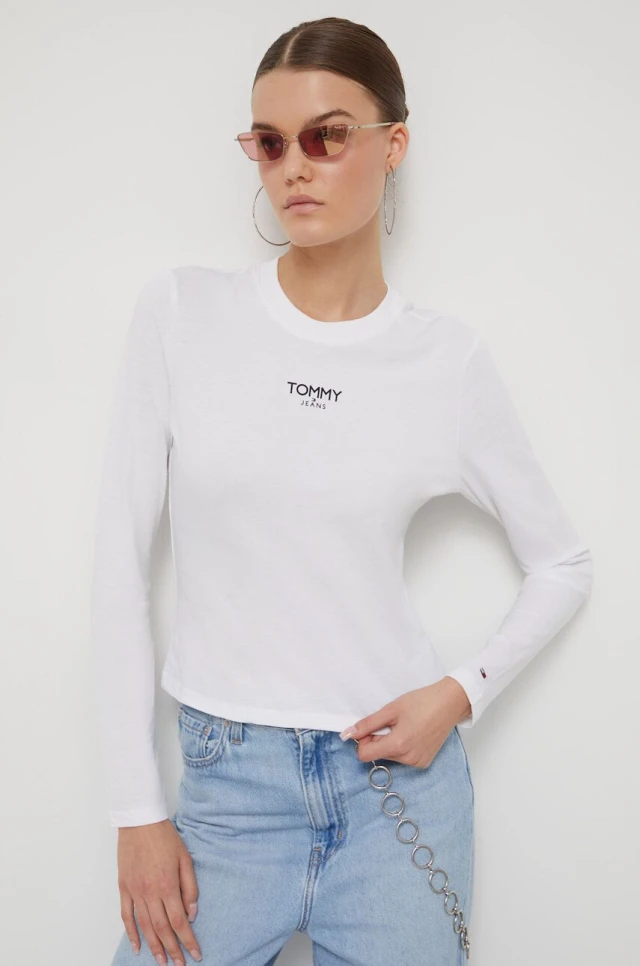 Tommy Hilfiger TJW BBY ESSENTIAL LOGO 1 LS Γυναικεια Μπλουζα Λευκο