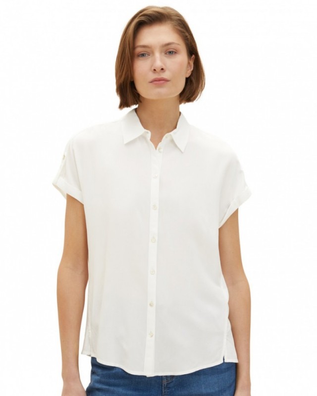 Τom Tailor 304 Solid Blouse Γυναικείο Πουκάμισο Λευκό