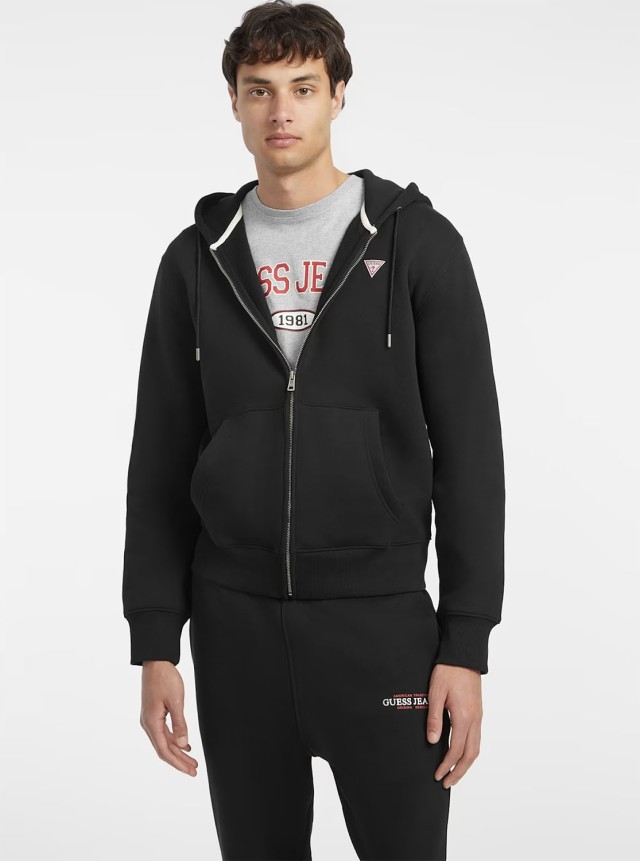 Guess Gj Zip Hood Slim Mini Tr Sweat Ανδρική Ζακέτα Φούτερ Μαύρη